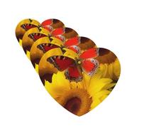 Yellow Sunflowers with Red Butterfly Car Air Fresheners Cards 4 Pcs Hanging Fragrance Scented Cards Long-Lasting Car Aromatherapy Tablets for Wardrobe Bathroom Car Interior Mirror Pendant Gifts