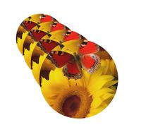 Yellow Sunflowers with Red Butterfly Car Air Fresheners Cards 4 Pcs Hanging Fragrance Scented Cards Long-Lasting Car Aromatherapy Tablets for Wardrobe Bathroom Car Interior Mirror Pendant Gifts