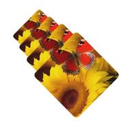 Yellow Sunflowers with Red Butterfly Car Air Fresheners Cards 4 Pcs Hanging Fragrance Scented Cards Long-Lasting Car Aromatherapy Tablets for Wardrobe Bathroom Car Interior Mirror Pendant Gifts