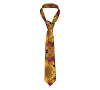 Yellow Sunflowers With Red Butterfly Men'S Necktie Plain Silk Woven Striped Plaids Tie Handkerchief Cufflink Tie Clip Set Formal Business Wedding