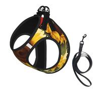Yellow Sunflowers With Red Butterfly Print Dog Harness,Pet Leash Vest,Adjustable And Reflective Vest,For Small To Medium Dogs
