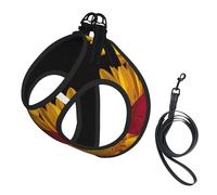 Yellow Sunflowers With Red Butterfly Print Small Dog Harness And Leash Set, Adjustable Soft Vest With 360° Reflective Straps For Cats Puppy
