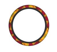 Yellow Sunflowers With Red Butterfly Printed Elastic Steering Wheel Cover Protective Cover Anti Slip Durable For Most Cars