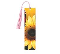 Yellow Sunflowers with Red Butterfly Printed Metal Bookmarks M - Pink Lightweight Aluminium Book Marker for Books, Journals & Gifts, Ideal Book Lovers, Holiday Decor & Crafts