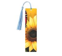 Yellow Sunflowers with Red Butterfly Printed Metal Bookmarks S - Sky Blue Lightweight Aluminium Book Marker for Books, Journals & Gifts, Ideal Book Lovers, Holiday Decor & Crafts