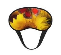 Yellow Sunflowers with Red Butterfly Sleep Mask for Side Sleeper, Light Blocking Night Masks for Sleeping Eye Mask for Women Men Eye Cover Soft Comfortable Eye Shade for Travel, Nap