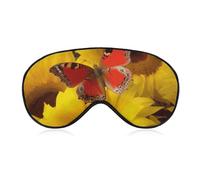 Yellow Sunflowers with Red Butterfly Sleep Mask for Women Men Side Sleeper Eye Cover with Adjustable Strap Soft Breathable Blackout Mask Slip-Free Deep Sleeping Travel Essentials