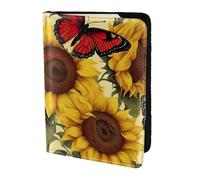 Yellow Sunflowers with Red Butterfly04 print Passport Cover, Passport Holder Cover Wallet Passport Wallet Case for Cards and Documents