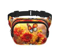 Yellow Sunflowers with Red Butterfly3 print Fashion Waist Packs Crossbody Belt Bag Fanny Pack for Women Crossbody for Traveling Running, Black, One Size