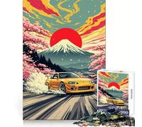 Yellow Supra Drifting Near Mount Fuji 1000 Pieces Jigsaw Puzzles for Adults Strategic Think Pleasant Downtime Clean Cut Winter Gift (38x26cm)
