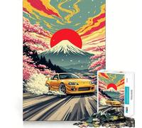 Yellow Supra Drifting Near Mount Fuji Jigsaw 1000 Pieces for Adults Memory Fun Game Expert Cutting Craftsmanship Relaxing Indoor Group Activity (38x52cm)