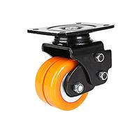 Yellow Swivel Gate Wheel Polyurethane Plate Caster Fence Hardware,Heavy Duty Double Wheel,Scalable Double Spring Loaded,Secondary Shock Absorption,Plane Bearing,for Troll,Yellow-2.5in/65mm