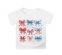 Yellow T Shirts for Kids Girls UK Patriotic Independence Day Blouse Short Sleeve Tee with Flag Print Casual Comfortable Crop Top for Toddler (White-l, 6-7 Years)