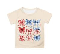 Yellow T Shirts for Kids Girls UK Patriotic Independence Day Blouse Short Sleeve Tee with Flag Print Casual Comfortable Crop Top for Toddler (Light Yellow-l, 4-5 Years)