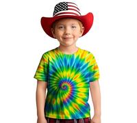 Yellow T Shirts for Kids Girls UK Tie Dye Crop Tops Swirl Print Short Sleeve Tee Blouse Casual Comfortable Kids Top for Daily Wear (Mint Green2#1, 8-9 Years)