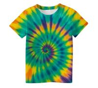 Yellow T Shirts for Kids Girls UK Tie Dye Crop Tops Swirl Print Short Sleeve Tee Blouse Casual Comfortable Kids Top for Daily Wear (Mint Green1#1, 12-13 Years)