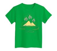 Yellow T Shirts for Kids Girls UK Tropical Print Comfortable Casual Tee for Kids Beach Vacation and Everyday Outfits Crop Tops (Green-a, 5-6 Years)