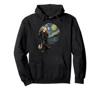Yellow Tabby Cat Smoking Starry Night Scene Van Gogh Fun Pullover Hoodie