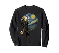 Yellow Tabby Cat Smoking Starry Night Scene Van Gogh Fun Sweatshirt
