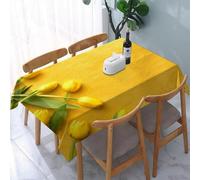 Yellow Tablecloth Square 100x100 cm - 3D Printed Flowerss Pattern Table Cover and Table Cloth - Wipe Clean Waterproof Polyester Fabric for Garden, Kitchen, Party, Picnic 3224v