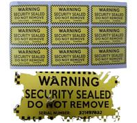 Yellow Tamper-EVIDENT Security Labels Warning Security Sealed DO NOT Remove X 100. Ultra-destructible, Disintegrating Tamper-Evident Labels Stickers