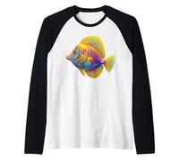 Yellow Tang Reef Fish Colorful Marine Ocean Animal Art Raglan Baseball Tee