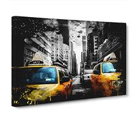 Yellow Taxi Cab New York City Canvas Wall Art Print 30x20 Inch