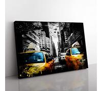 Yellow Taxi Cab New York City Modern CB Canvas Wall Art Print 20x14 Inch | Ready to Hang, Gallery Wrapped, Fade-Resistant Inks, Securely Packaged, UK Made