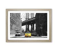Yellow Taxi Cab Vol.1 Painting Framed Print | A2 Oak Framed Wall Art | Ready to Hang | Modern Historical Picture | Living Room Bedroom Lounge Office