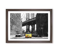 Yellow Taxi Cab Vol.1 Painting Framed Print | A2 Walnut Framed Wall Art | Ready to Hang | Modern Historical Picture | Living Room Bedroom Lounge Office