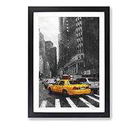 Yellow Taxi Cab Vol.2 Painting Framed Print | A2 Black Framed Wall Art | Ready to Hang | Modern Historical Picture | Living Room Bedroom Lounge Office