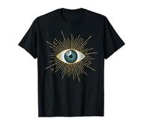 Yellow & Teal Green Evil Eye Sun Moon & Star Nazar Mati T-Shirt