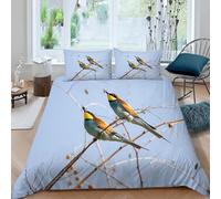Yellow-Throated Bee-Eater Single Duvet Cover Set 3D Printed Farm Bedding Set Ultra Soft Microfiber Quilt Cover 150x200 cm for Single Bed with 2 Pillowcases with Zipper Q.1083