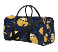 Yellow Tree Branch Sloth Foldable Travel Duffle Bag Waterproof Sports Gym Bag with Shoulder Straps