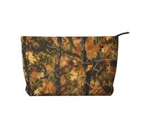 Yellow Trees Camoflauge Printed Makeup Bag Corduroy Travel Cosmetic Bags Cosmetic Case Toiletry Bag Organizer for Women Mom Girls