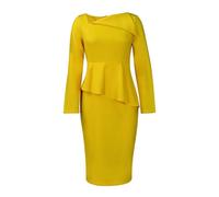(yellow, Triple Extra Large) "2022 Autumn Plus Size Elegant Long Sleeve Dress with Oblique Collar for Women"