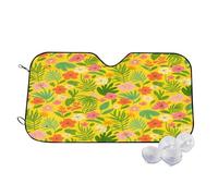 Yellow Tropical Flowers Wind Sun Shade for Car Sun Visor Foldable Vehicle Sunshade 27.5×51.2 Inch