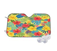 Yellow Tropical Wind Sun Shade for Car Sun Visor Foldable Vehicle Sunshade 27.5×51.2 Inch