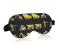 Yellow Trucks Cars Seamless On Black Eye Masks Cover Blocks Light Sleep Mask Shade Cover Blindfold Relaxing Eyeshade Cover with Adjustable Head Strap for Men Women Kids