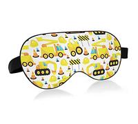 Yellow Trucks Cars Seamless On White Eye Masks Cover Blocks Light Sleep Mask Shade Cover Blindfold Relaxing Eyeshade Cover with Adjustable Head Strap for Men Women Kids