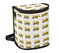 Yellow Trucks Cars Seamless On White Spill-Proof Car Trash Can Organizer Hanging Large Auto Garbage Storage Bag Bin with Big Opening Lid Leakproof Waste Basket