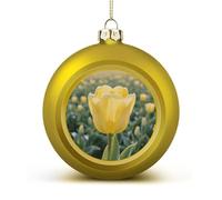 Yellow Tulip Christmas Ball Ornaments - Shatterproof Plastic Vintage Rustic Xmas Tree Decorations Pendant for Family Holiday Wedding Party Xmas Hanging Decoration