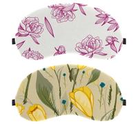 Yellow Tulip Flower Green Leaves Retro 2-Pack Light-Blocking Soft Breathable Blindfold Sleeping Masks