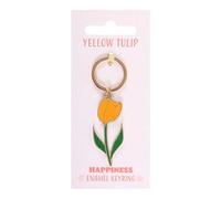 Yellow Tulip Keyring | Cute Floral Keychain Charm for Bags or Keys | Small Spring Gift Idea for Mum or Her | Lightweight & Slim Accessory