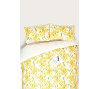Yellow Tulips Digitally Printed Cotton Duvet Cover Set Homescapes Yellow Super King