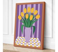 Yellow Tulips in Purple Canvas Wall Art Print 36x24 Inch (91 x 61 cm)