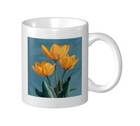 Yellow Tulips Minimalist Ceramic Cup, Elegant Coffee Mug Tee Drinkware Water Cup for Home Office 11oz