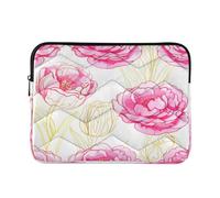 Yellow Tulips Pink Peony Flowers Laptop Case, Quilted Laptop Case 15.6 Inch for Women