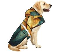 Yellow Turtle Dorsal Leaf Waterproof Dog Raincoat And Rain Jacket For Small Medium Large Dogs With Reflective Stripes And Adjustable Belly Strap