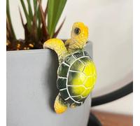 Yellow Turtle Planter Decorations - Resin Hanging Sea Turtle for Pot Tortoise Figure Plant Pot Hanger Small Statue for Indoor Outdoor Garden Patio